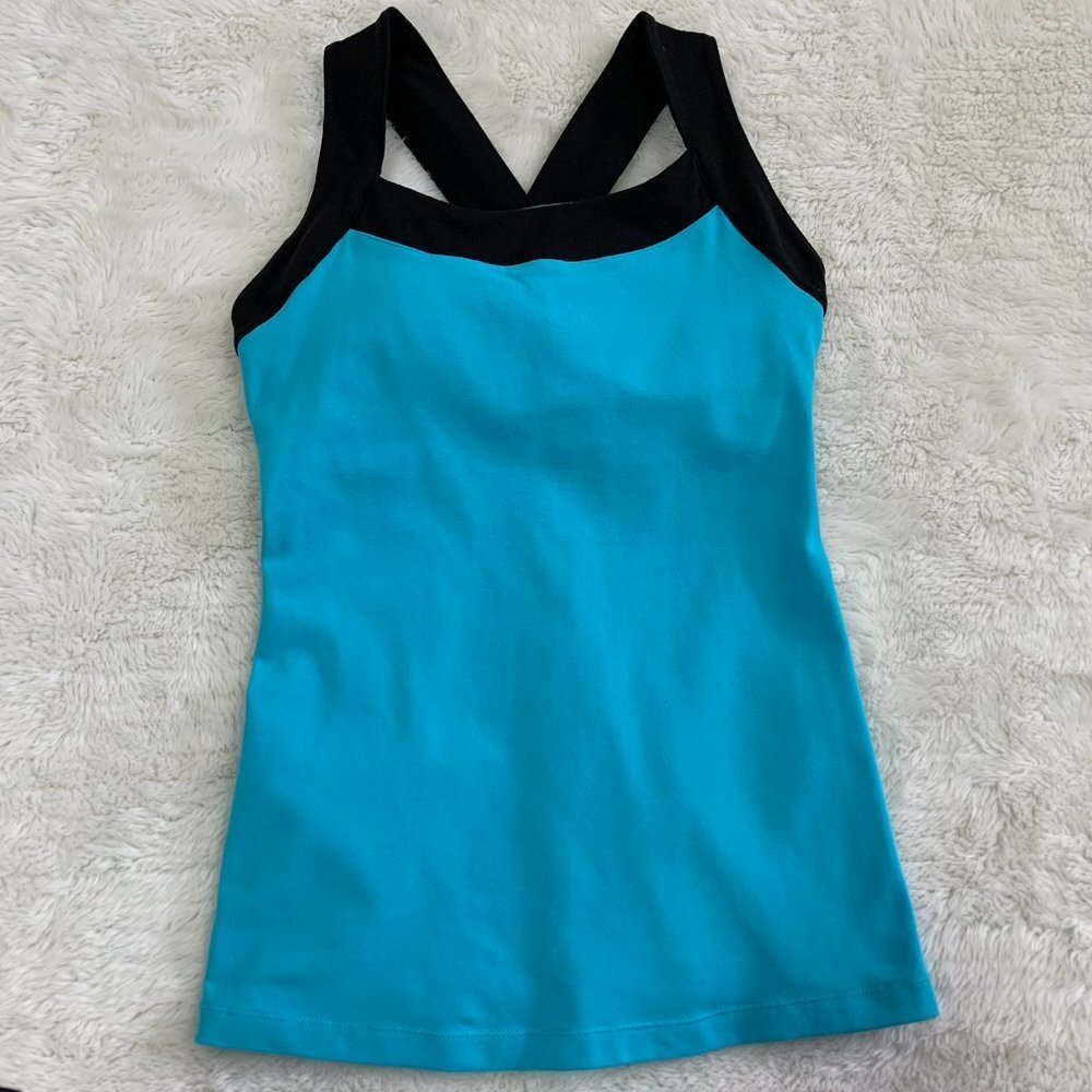 Lucy Athletic Women’s Blue Crossed Back Blue Black Tank Top Size XS
